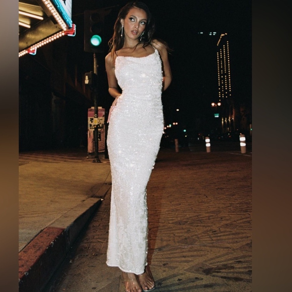 Princess Polly White Sequin Embellished Maxi Dress